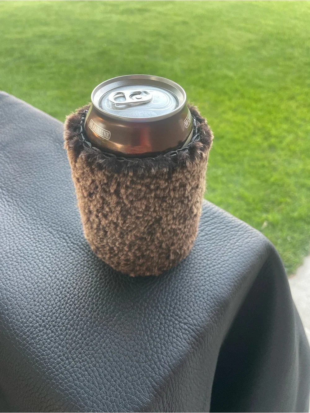 Sheep Shearling Can Cooler - Brown